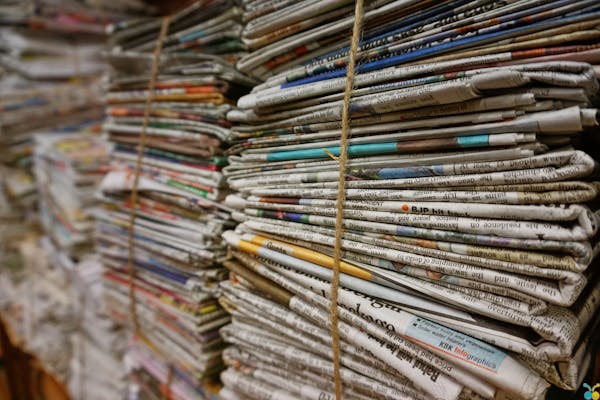 piles of old newspapers