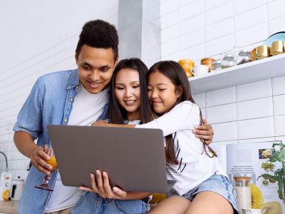 family with laptop