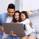 family with laptop